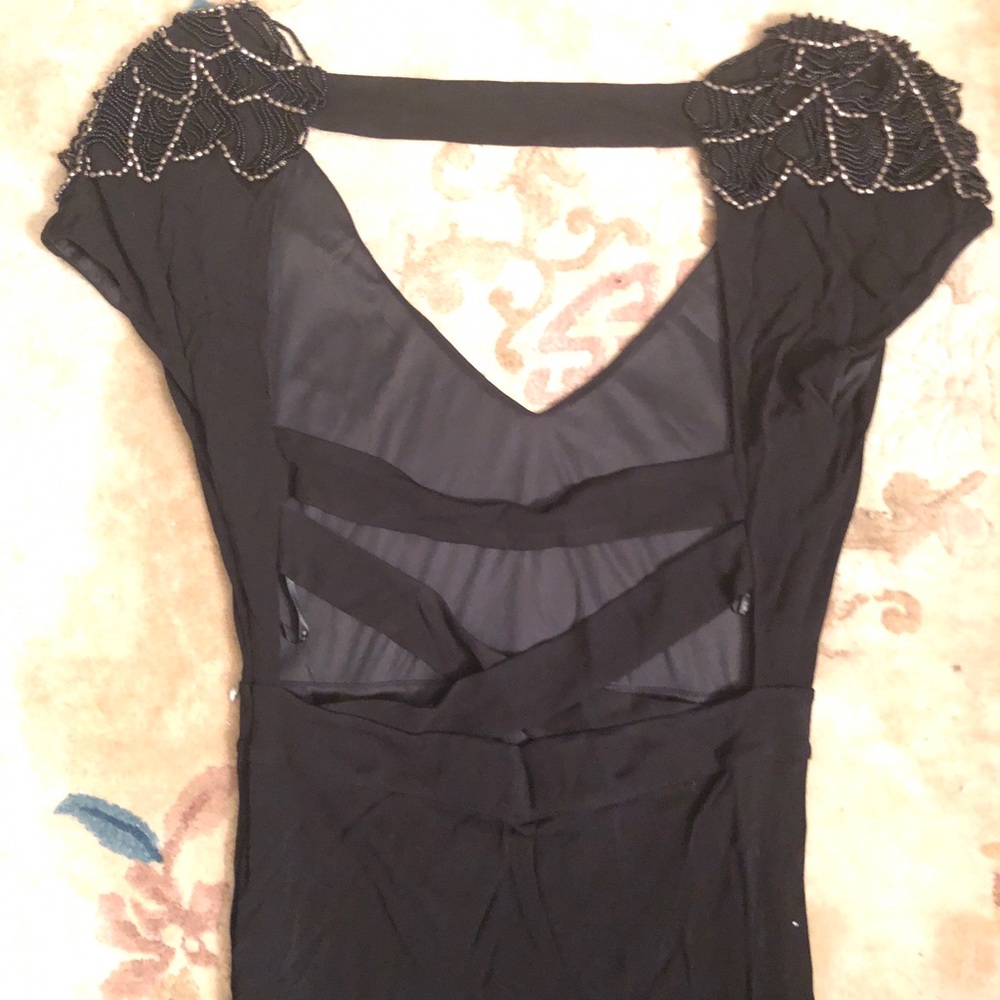 NWOT Stella +Jamie Backless Black formal Dress SzM